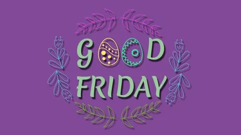 Animated good Friday text massage on dark purple background Stock Footage 265140908