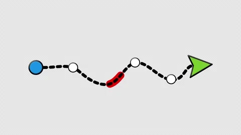 Animated GPS arrow on dotted route, transparent background Stock-Footage 330761471