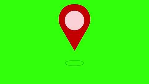 Animated GPS red map location pointer with radio wave on a green background.. Stock Footage 293145012