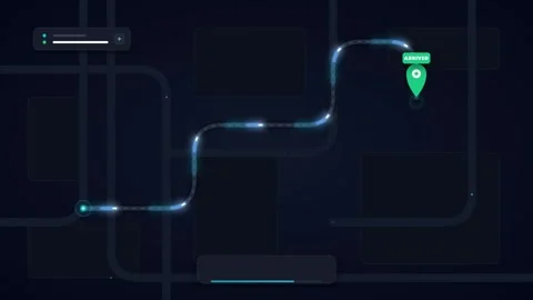 Animated gps route navigation map with arrived location pin and digital pat.. Stock Footage 337558264