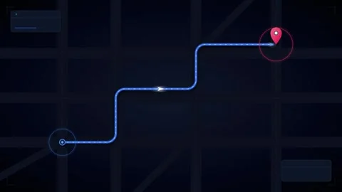 Animated gps route navigation path on digital map interface for logistics a.. Stock Footage 337558263