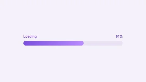 Animated gradient progress bar loading to 100 percent, violet 스톡 동영상 342595182