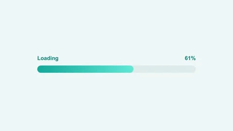 Animated gradient progress bar loading to 100 percent, teal Видео 342595188
