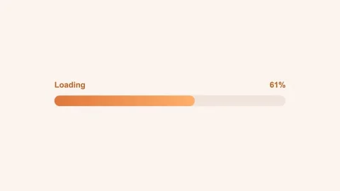 Animated gradient progress bar loading to 100 percent, orange 스톡 동영상 342595193