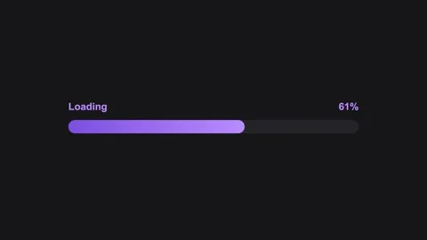 Animated gradient progress bar loading to 100 percent, dark violet Stock Footage 342595199