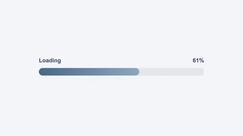 Animated gradient progress bar loading to 100 percent, gray Video stock 342595204