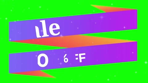 Animated Gradient Ribbon Banner Displaying on a Bright Green Screen Background Видео 338424403