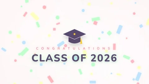Animated Graduation Cap and Confetti Fall for Academic Success Celebration .. Stock Footage 336879336
