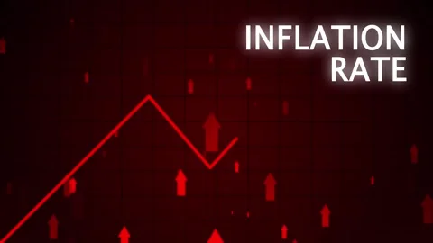 Animated graph and rising arrow illustrates increase in the inflation rate Stock Footage 333031557