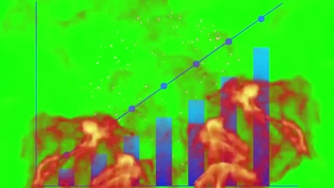Animated graph with fire and flames on green background Stock-Footage 337523596
