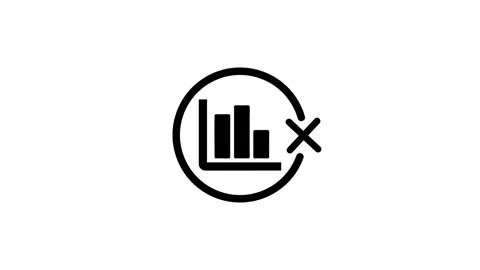 Animated graph icon with a circle and cross symbol indicating no data or erro Stock Footage 346497814