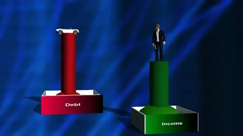 Animated Graph, Lower Debt, Raising Income with Businessman Video stock 11024802