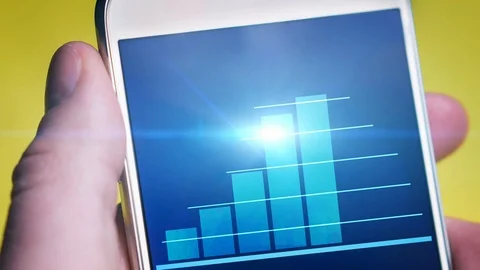 Animated graph in a mobile phone screen Stock Footage 115154910