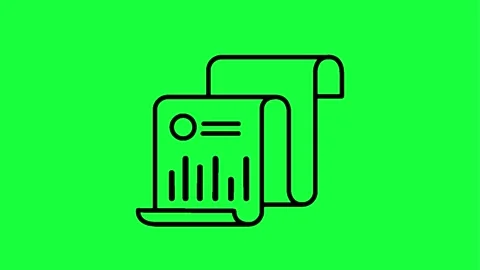 Animated graph report on modern printer with green screen Stock Footage 331504832
