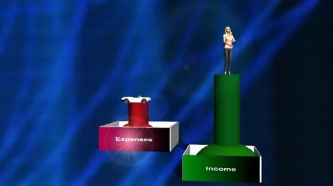 Animated Graph:  Rising Expenses and Lower Income with Woman Video stock 11024766