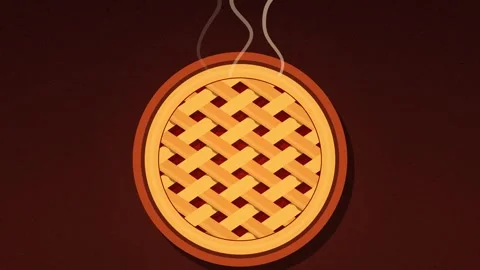 Animated graphic of a cherry pie with a lattice crust being baked Stock Footage 344327396