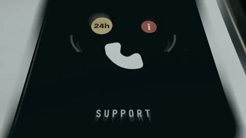 Animated graphic depicting a 24 7 customer SUPPORT featuring a phone icon Stock Footage 334545710