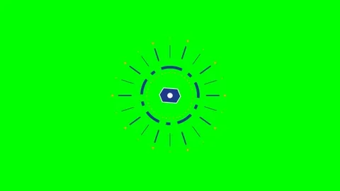 Animated graphic element featuring a centered blue hexagon on green backgroun Stock Footage 340266036