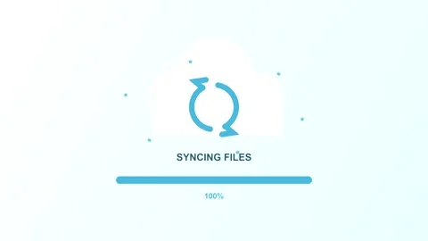 Animated graphic of file syncing progress bar with rotation icon Video stock 347037654