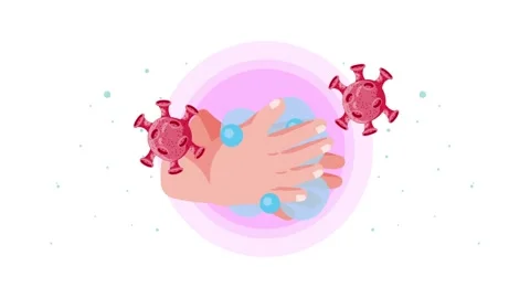 Animated graphic of hands washing with soap and water to eliminate virus ce.. Stock Footage 338425552