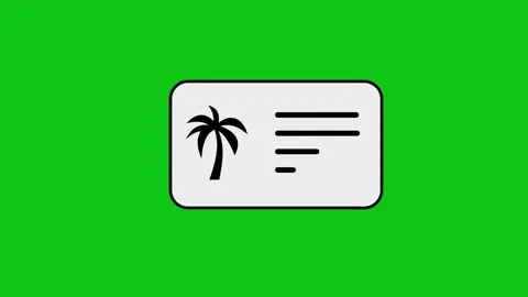 Animated graphic of palm tree icon appearing on digital card with checklist.. Stock Footage 346497159