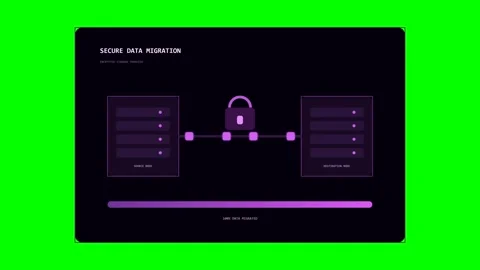 Animated graphic of secure data migration with progress bar Stock Footage 346981895