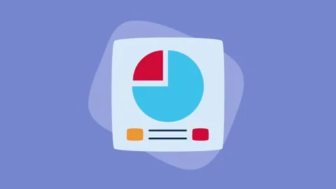 Animated graphic showing pie chart progress and data analysis on a digital .. Stock Footage 333606347