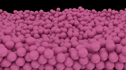 Animated a great amount of pink plain Golf balls falling - high angle Stock Footage 81765943