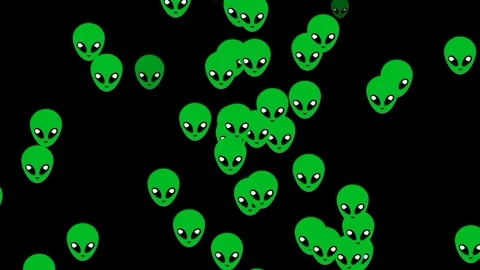 Animated Green Alien Faces Falling on Black Background – Sci-Fi Effect Vidéo 296845660