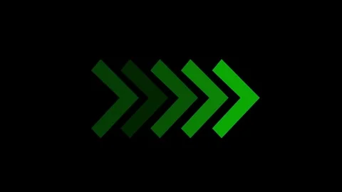 Animated green arrow loading progress bar loop on black background, for dig.. Video stock 334455972