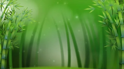 Animated Green Bamboo Forest Background with Drifting Magic Glow Particles Stock Footage 341378782