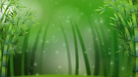 Animated Green Bamboo Forest with Drifting Magic Glow Particles Stock Footage 339043525