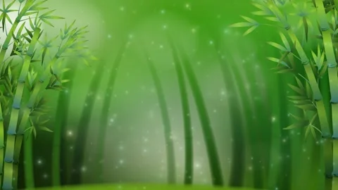Animated Green Bamboo Forest with Drifting Magic Glow Particles Stock Footage 341557740