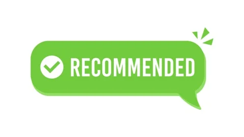 Animated green banner recommended with checkmark. Recommendation best seller Stock Footage
