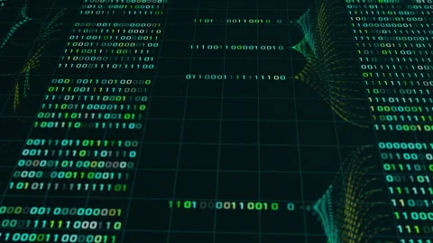 Animated Green Binary Code and Data Flowing with Depth Effect. Stock Footage 318813954