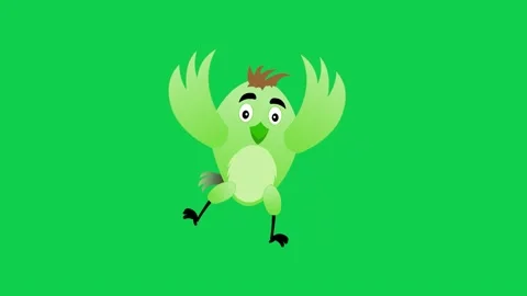 Animated green bird flapping wings on green screen ideal for stock video Stock Footage 309099538