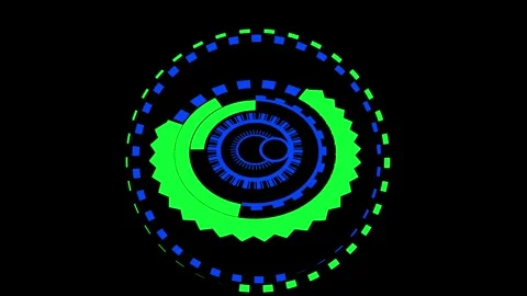 Animated green blue h u d interface. Abstract rotating tech animation seaml.. Stock Footage 317880934