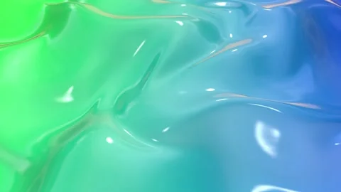 Animated green blue liquid gradient of paint as background in 4k. 3D wavy cloth Stock Footage 133331945