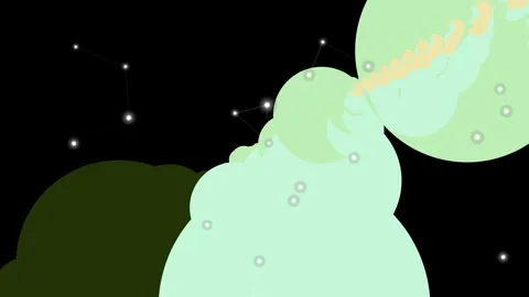 Animated Green Bubbles in Space Night Sky. Stock Footage 329483227