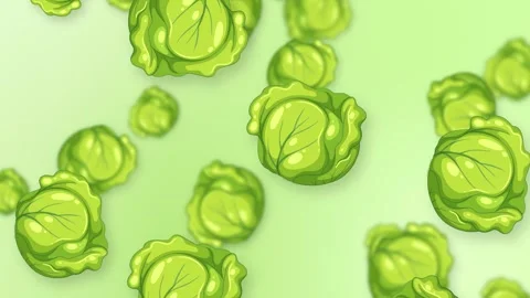 Animated Green Cabbage Heads Falling Against a Gradient Background Vidéo 345037715