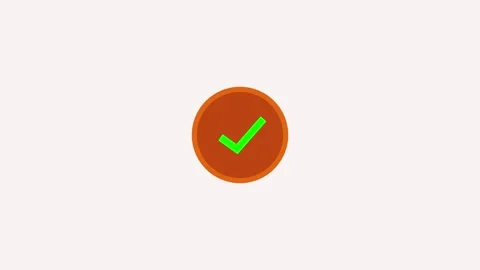 Animated green check mark icon in orange... | Stock Video | Pond5
