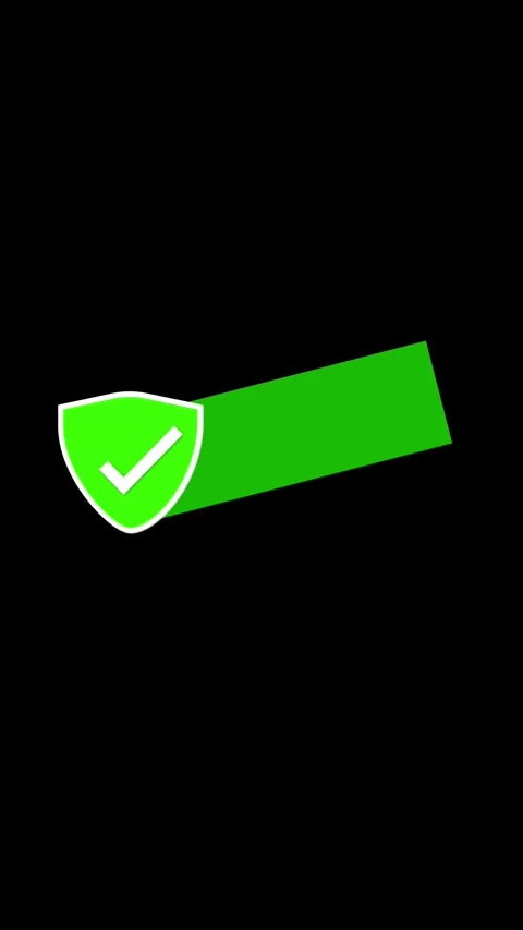 Animated green checkmark shield badge animation vertical video. Project com.. Stock Footage 341613204