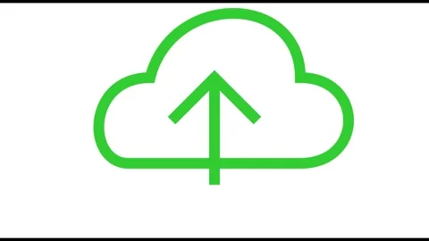 Animated Green Cloud Upload Icon on White Background Vídeos de archivo 334370922