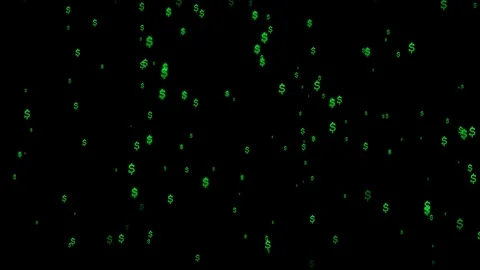 Animated green dollar signs falling on black background 스톡 동영상 344607755