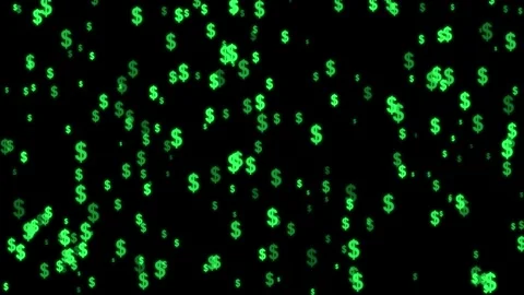Animated green dollar signs falling on black background Stock Footage 345014030