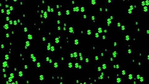 Animated green dollar signs falling on black background 스톡 동영상 345014052