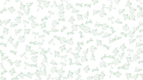 Animated green doodle pattern with technology and travel icons on white bac.. Stock-Footage 333488579