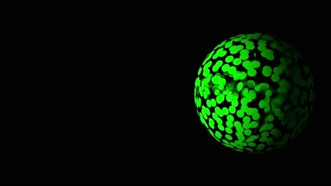 Animated Green Dots Sphere Rotating Black Background Virus Loop Stock Footage 162090845