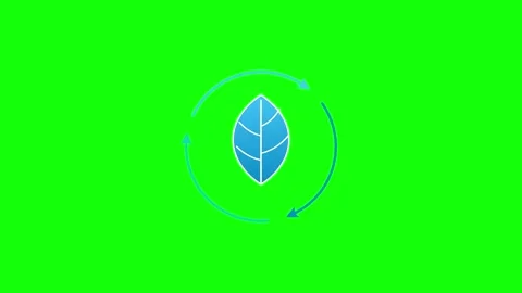 Animated green energy leaf with circular loading arrows on green screen bac.. Stock-Footage 344862814