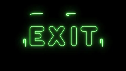 Animated green exit text neon sign Stock Footage 305623067